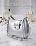 Silver Bow Chain Shoulder Bag for Women
