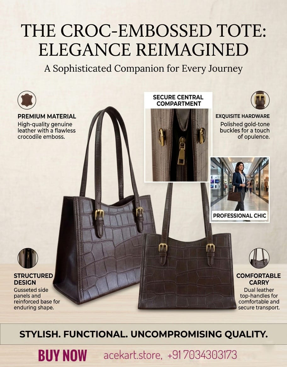 Premium Croc-Embossed Women's Tote Bag