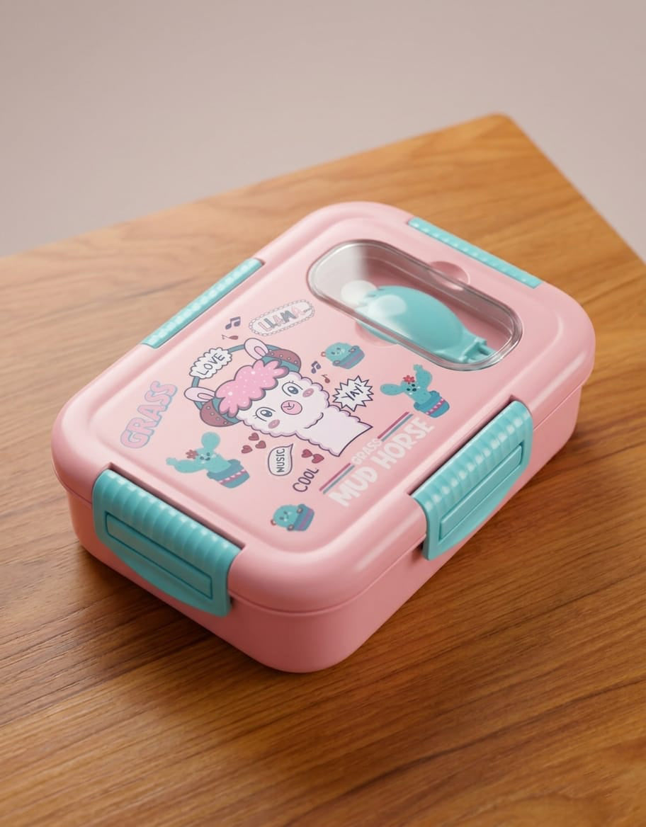 Kids Stainless Steel Lunch Box with Spoon | Cartoon Lunch Box