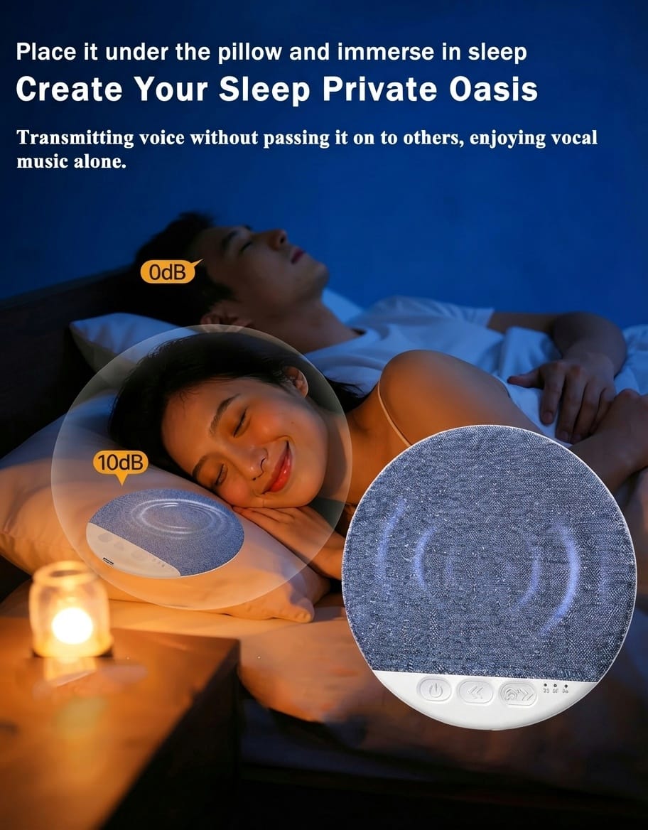 Bluetooth Under Pillow Sleep Speaker with White Noise & Timer | Wireless Sleep Speaker