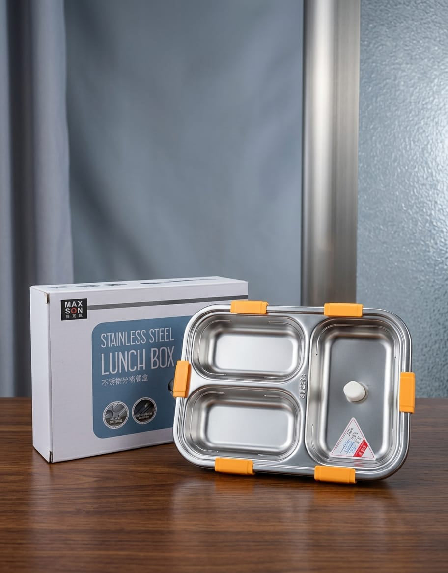 Stainless Steel 3 Compartment Lunch Box | Leakproof Bento Box