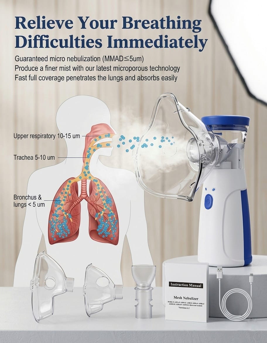 Portable Mesh Nebulizer for Adults & Kids