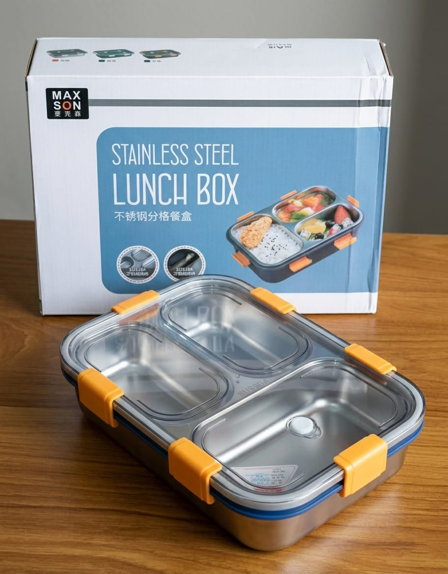 Stainless Steel 3 Compartment Lunch Box | Leakproof Bento Box