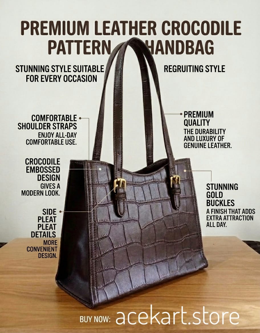 Premium Croc-Embossed Women's Tote Bag