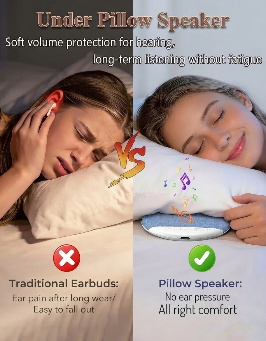 Bluetooth Under Pillow Sleep Speaker with White Noise & Timer | Wireless Sleep Speaker