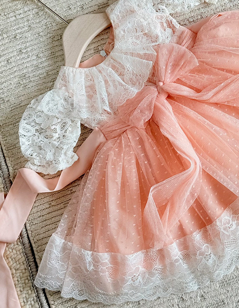 Blush Lace Bow Party Dress