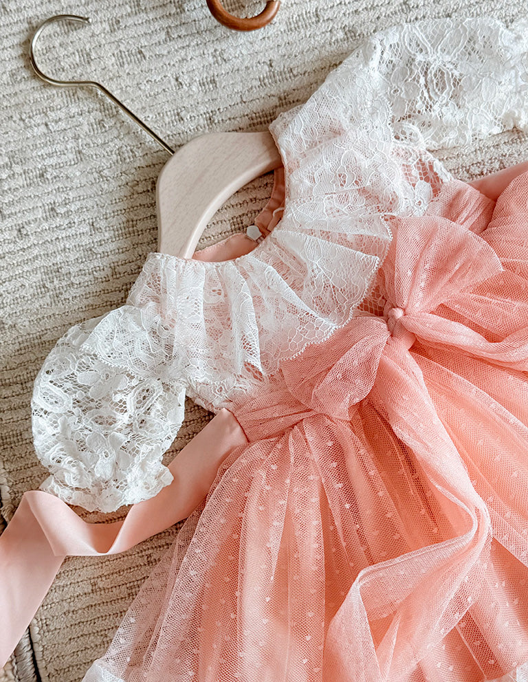 Blush Lace Bow Party Dress