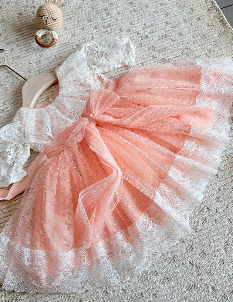 Blush Lace Bow Party Dress