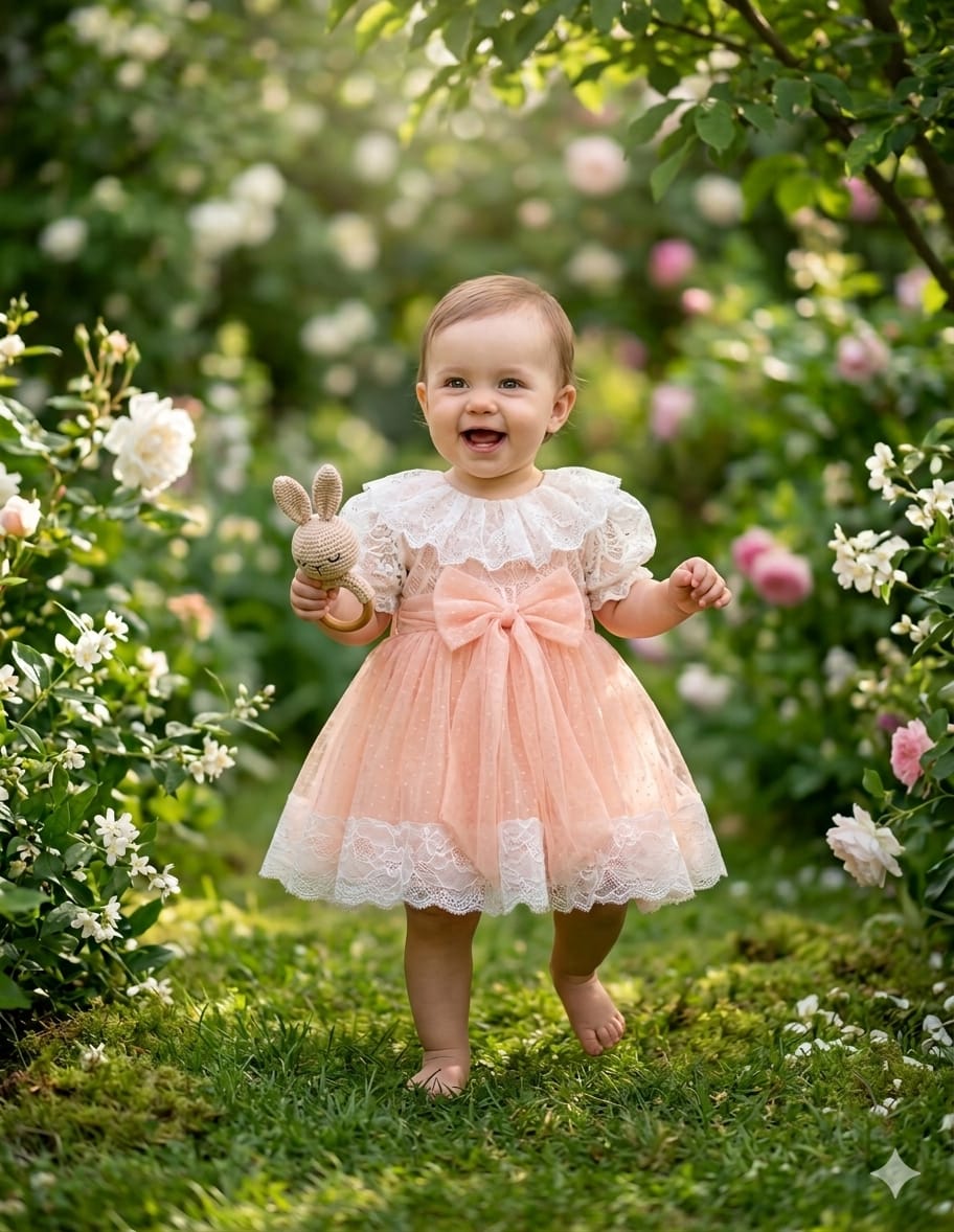 Blush Lace Bow Party Dress